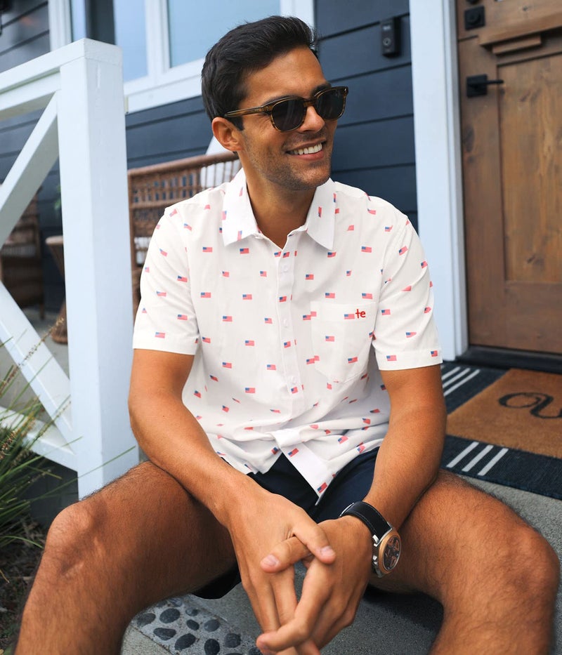 Tipsy Elves White Grand Ol' Flag Patriotic Button Down Shirt for Men Size XX-Large - Image 3